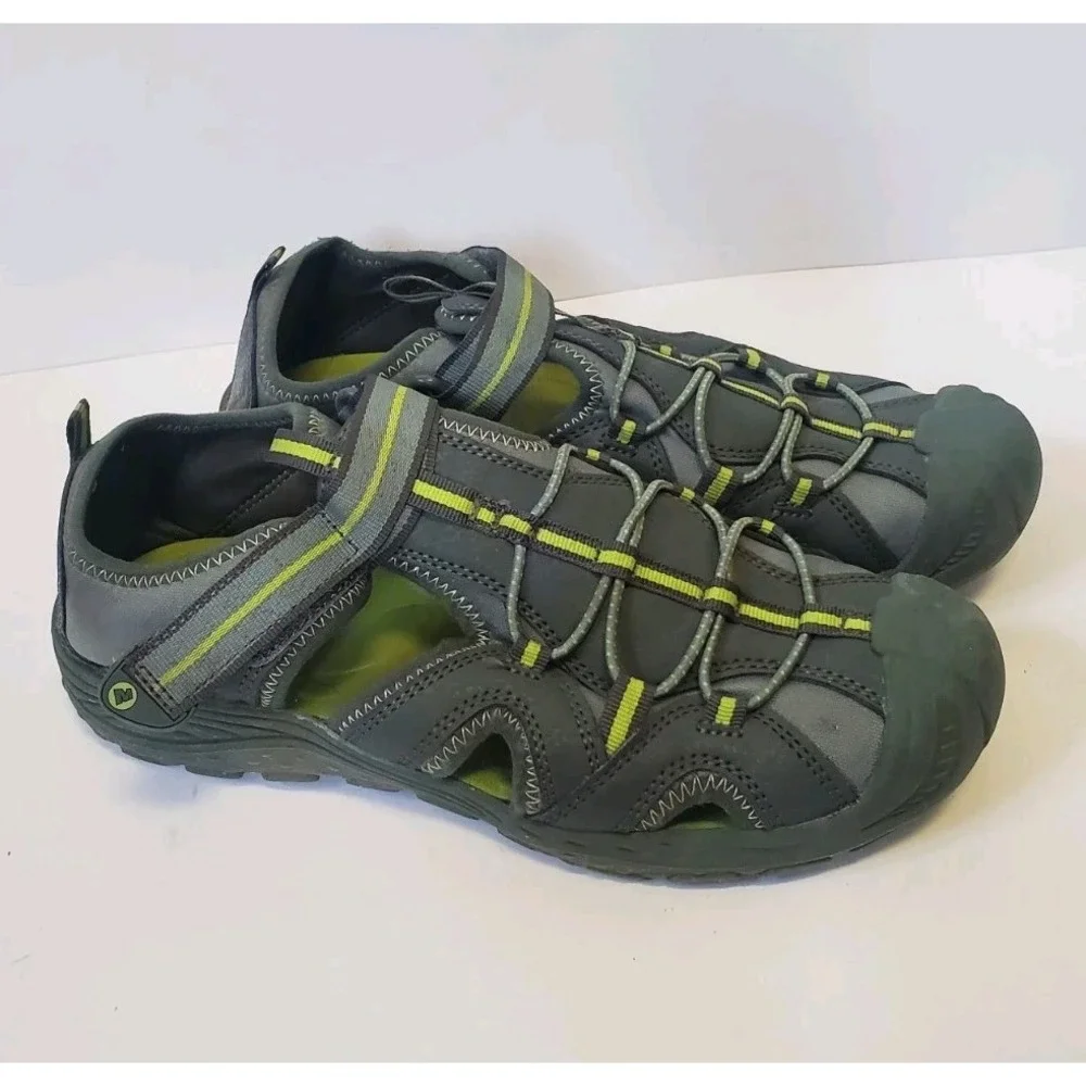 Merrell Hydro 2 Hiker Closed Toe Sandals Gray Green Water Shoes Big Kids Size 6M